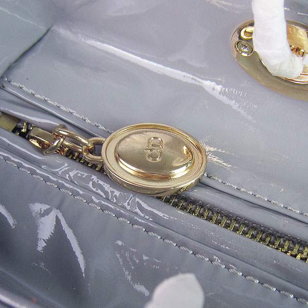 Christian Dior 1887 Patent Leather Shoulder Bag-Gray